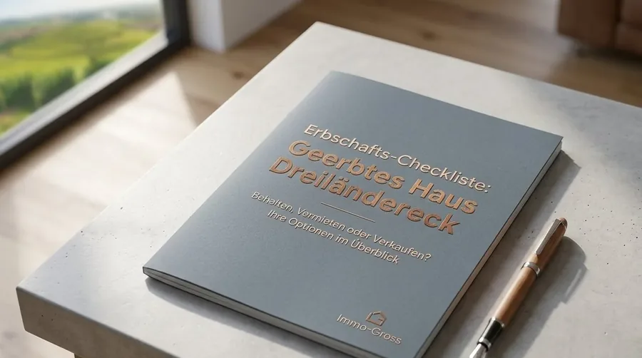 3D-Mockup der Erbschafts-Checkliste für Hausbesitzer im Dreiländereck zur Vermeidung finanzieller Fehlentscheidungen – kostenloser Download von Immo-Gross Lörrach.